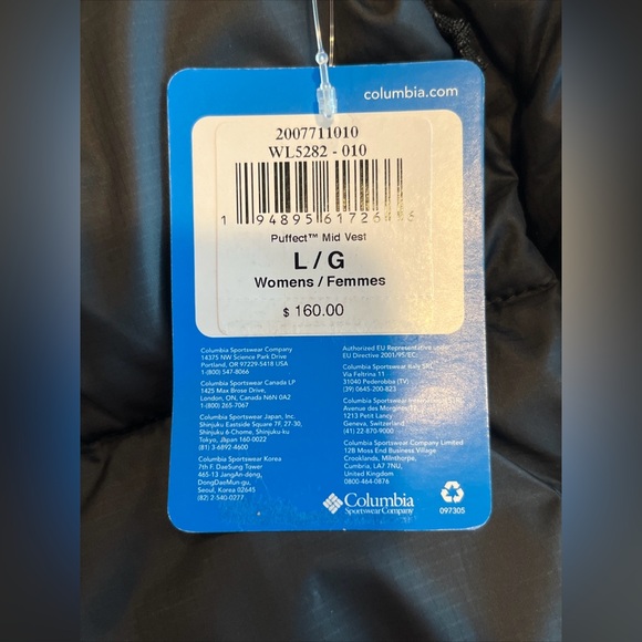 Womens Large Columbia Puffect Mid Vest Black Puffer Synthetic Down Insulation - Picture 15 of 16